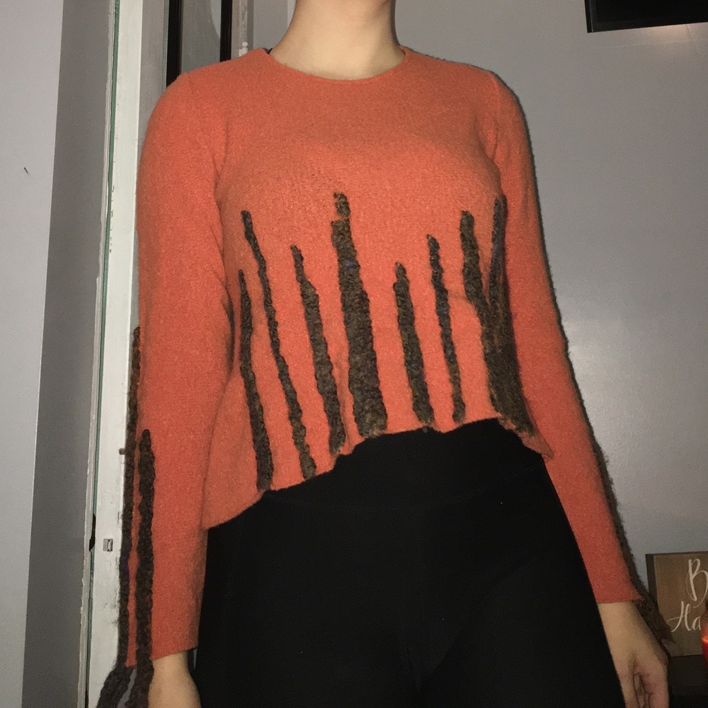 Escorpion Orange and Brown Wool Sweater